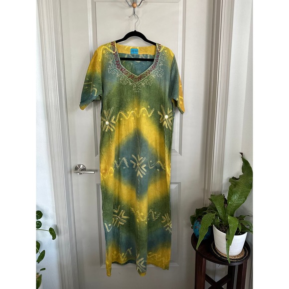 Lady Bird Embroidered Linen Blend Midi Dress Sz Medium - Picture 7 of 9